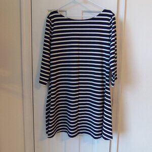 NWT Kate Spade Striped Fit-and=Flare Dress Navy White sz XXL